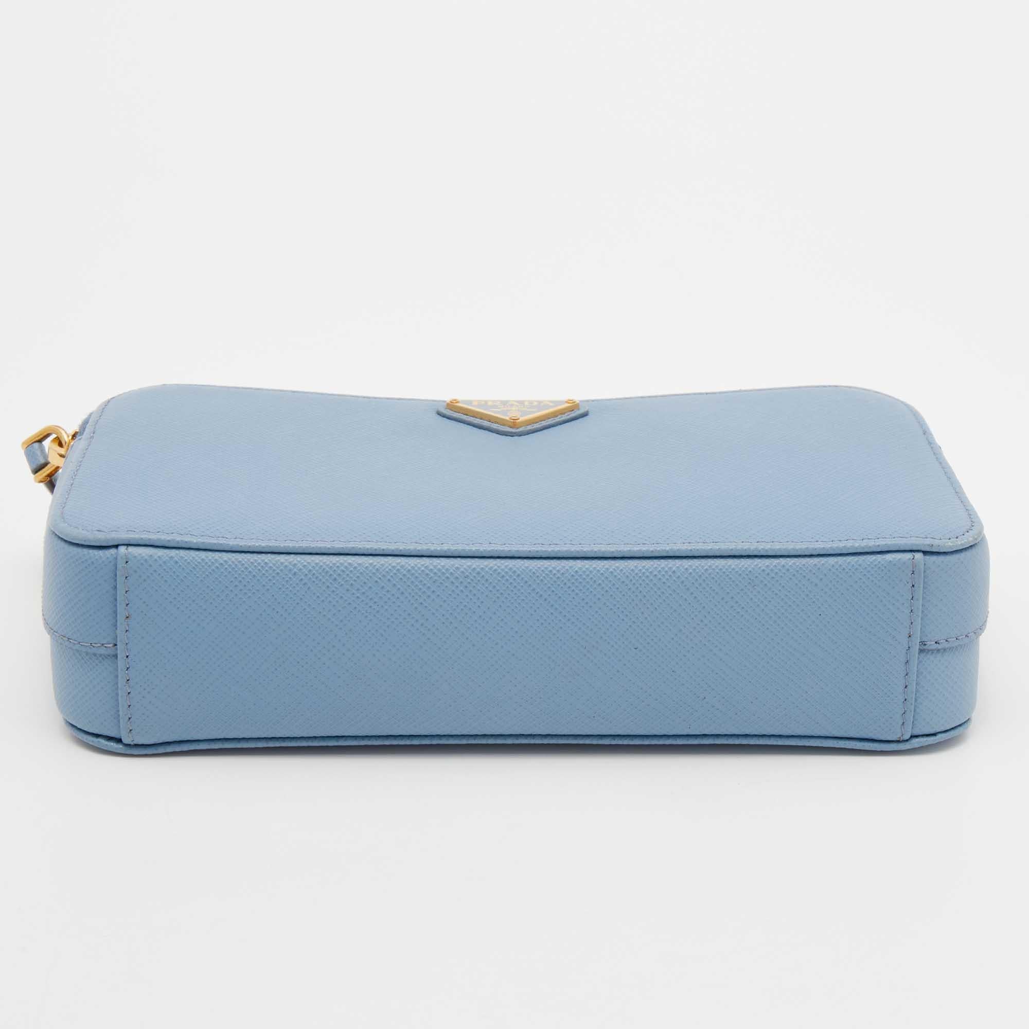 Women's Prada Light Blue Saffiano Lux Leather Crossbody Bag