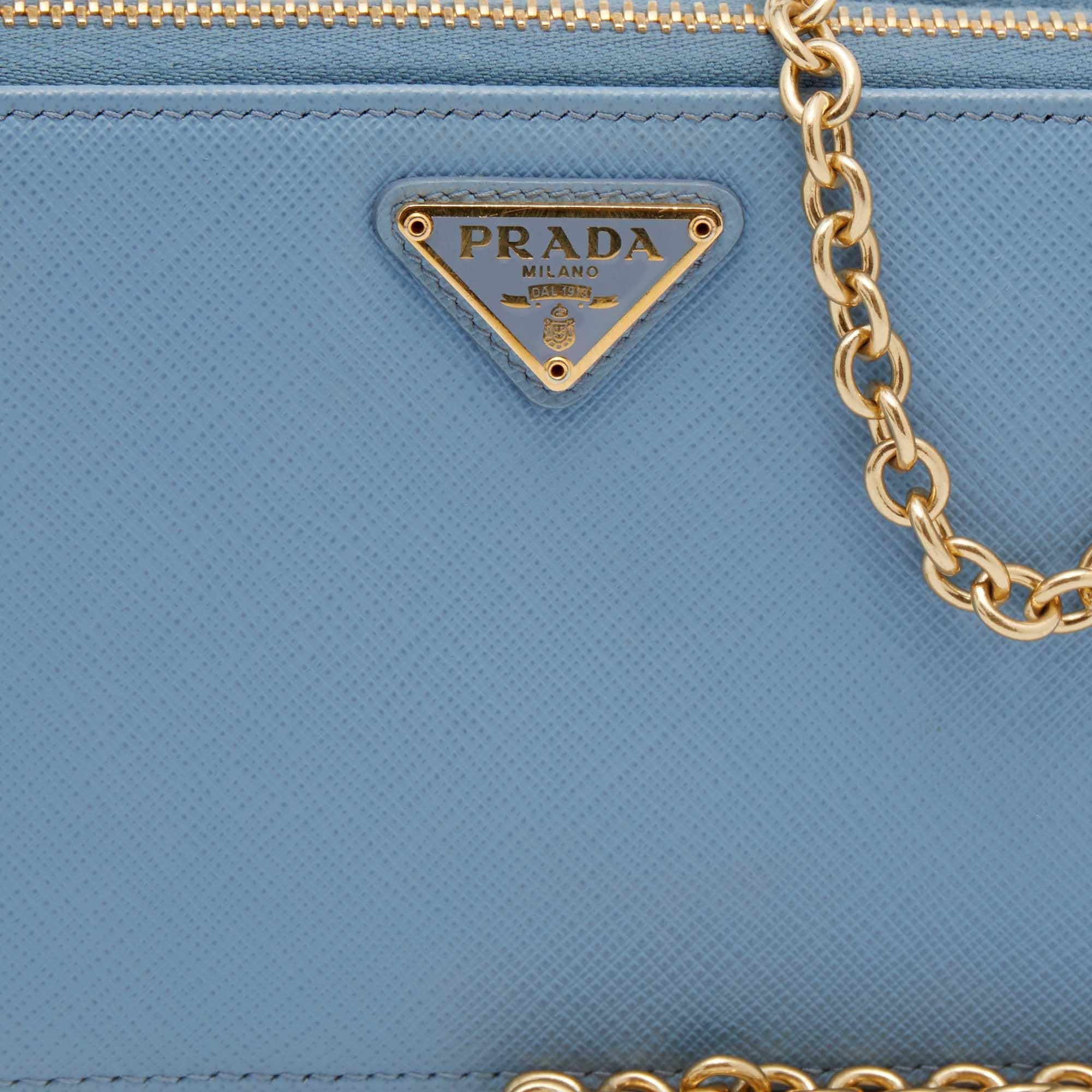 Prada Light Blue Saffiano Lux Leather Crossbody Bag 3