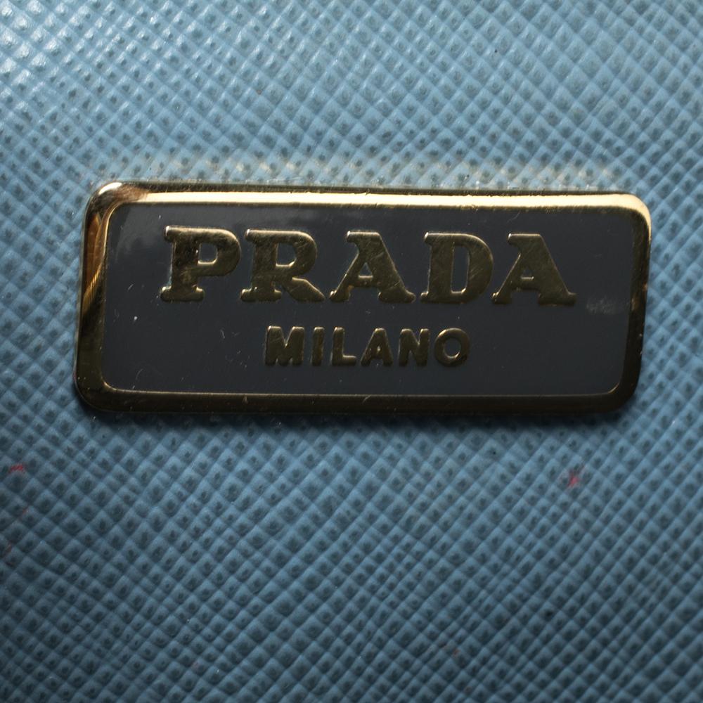 Prada Light Blue Saffiano Lux Leather Mini Promenade Satchel In Good Condition In Dubai, Al Qouz 2