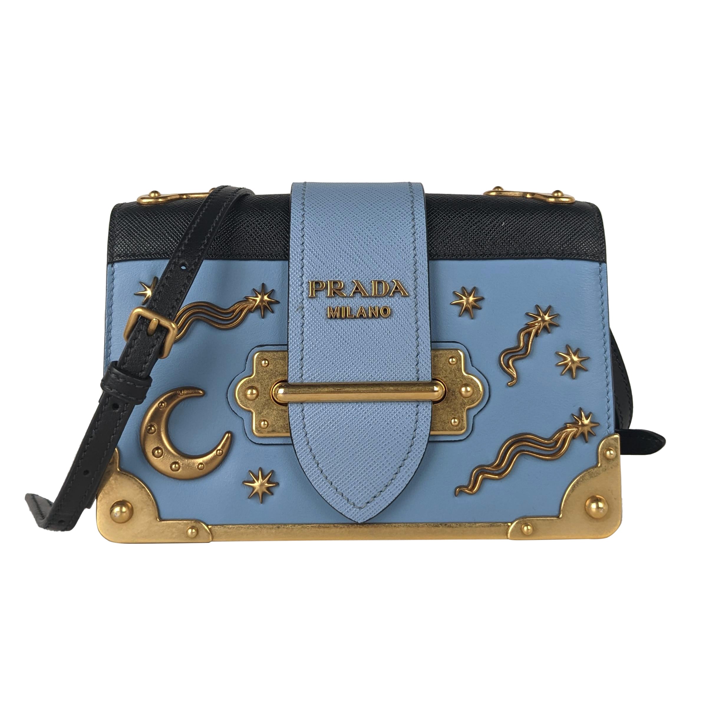 Prada Light Blue Small Astrology Crossbody Bag