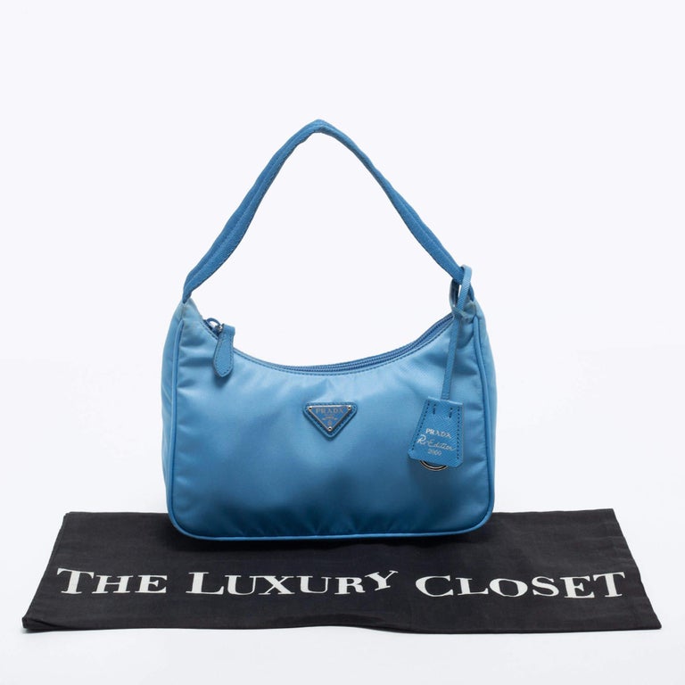 Prada Re-edition Mini Leather Shoulder Bag in Blue