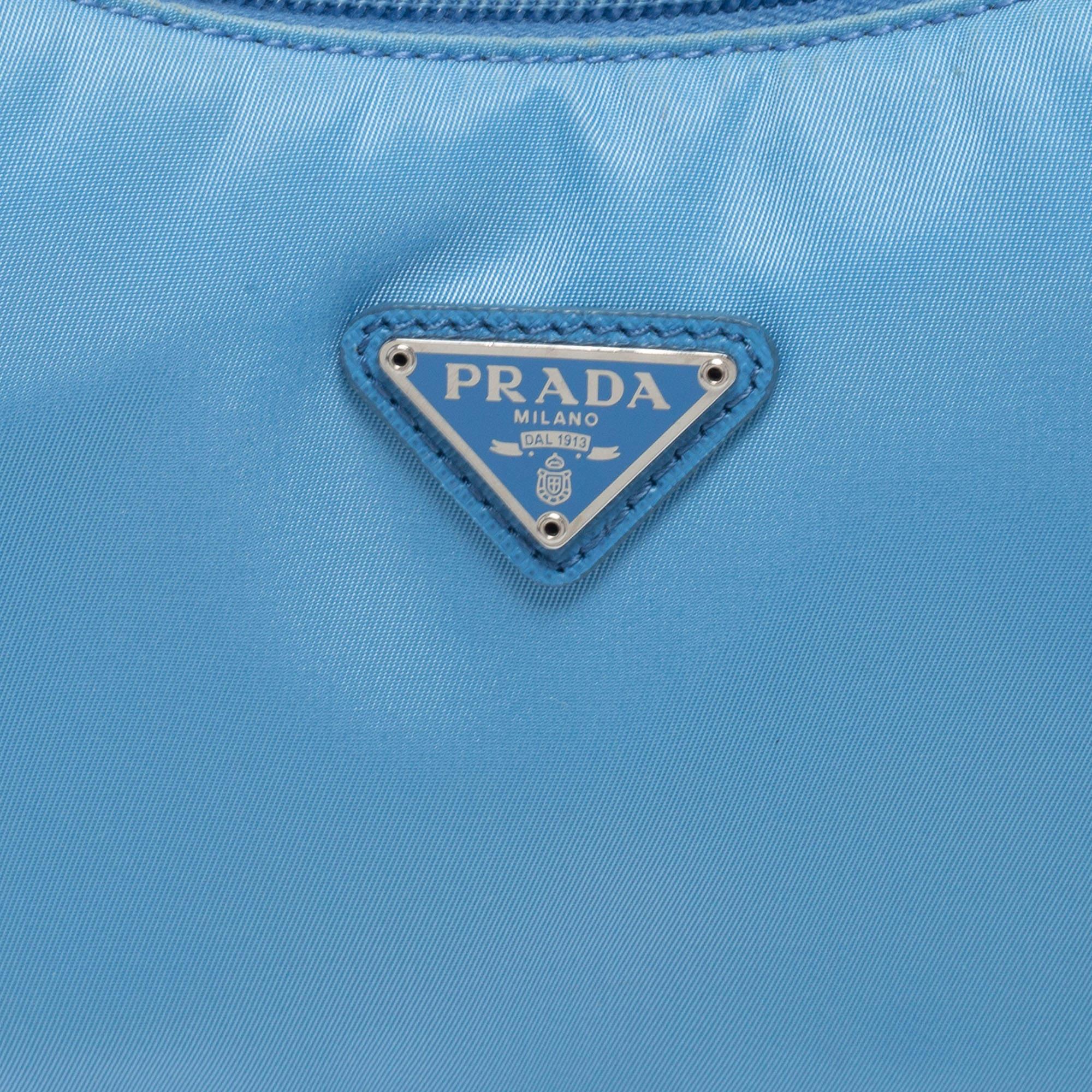 Prada Light Blue Tessuto Nylon Mini Re-Edition 2000 Baguette Bag 3