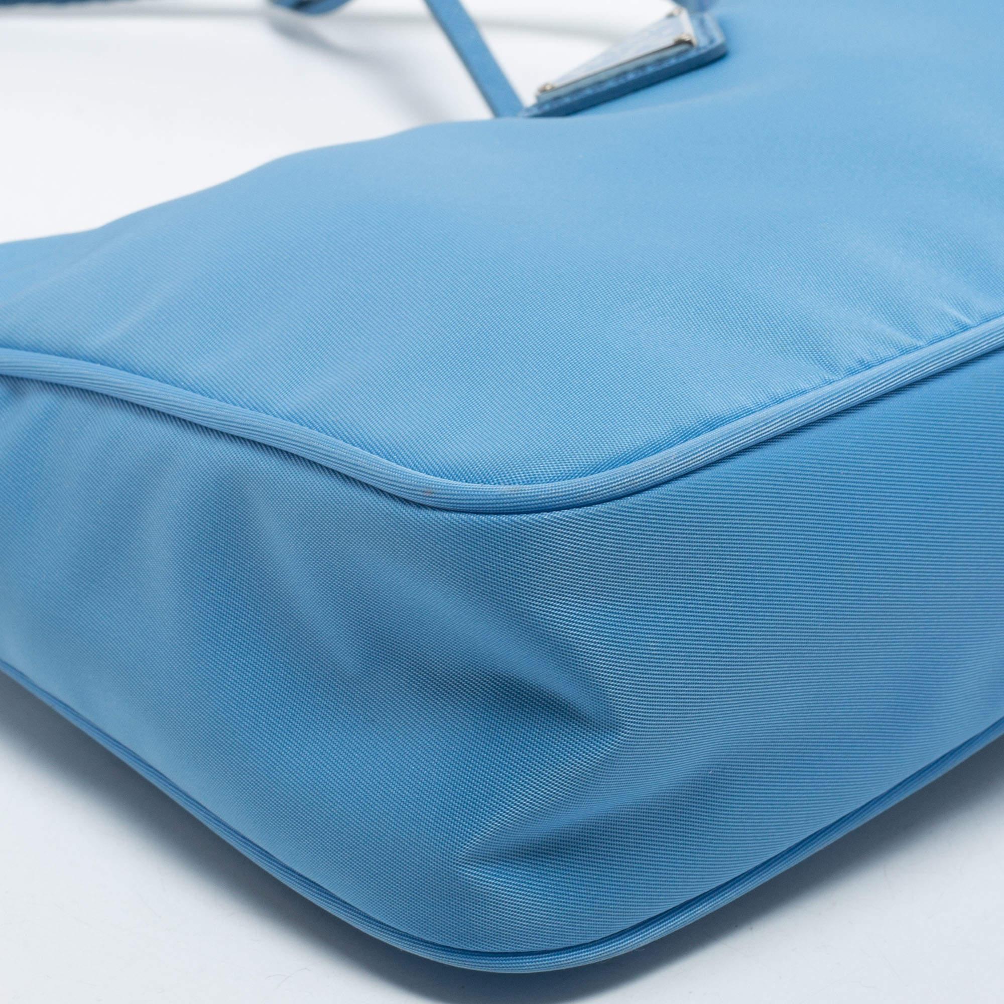 Prada Light Blue Tessuto Nylon Mini Re-Edition 2000 Baguette Bag 5