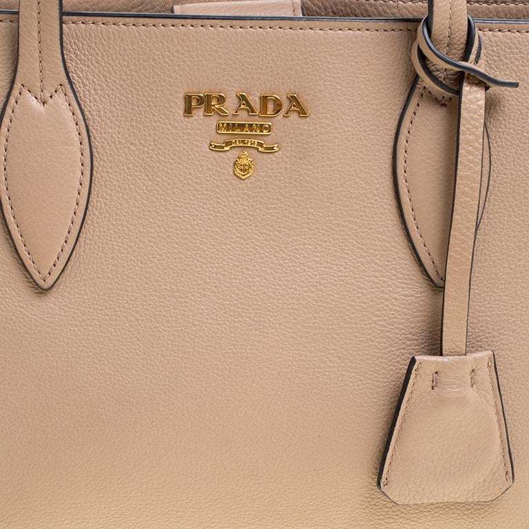 Prada Light Brown Leather Shoulder Bag For Sale at 1stDibs