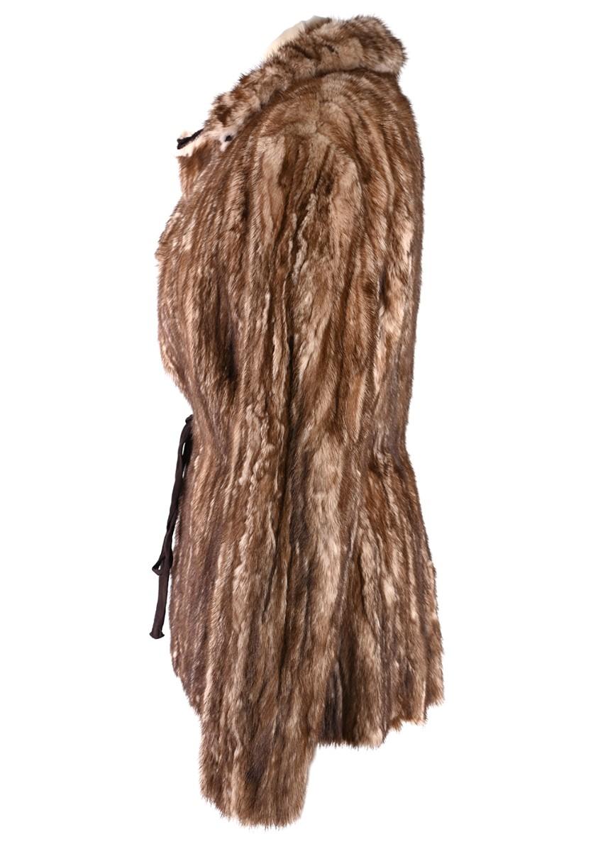 Prada Light Brown Mink Fur Self-Tie Waist Jacket In Excellent Condition For Sale In London, GB