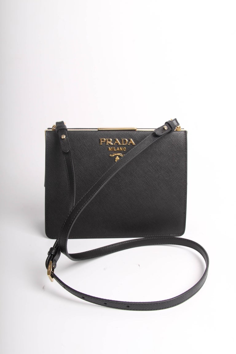 Prada Light Frame Saffiano Leather Shoulder Bag black 2018 at 1stDibs