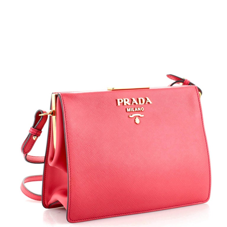 Prada Light Frame Shoulder Bag Saffiano Leather Small For Sale at 1stDibs