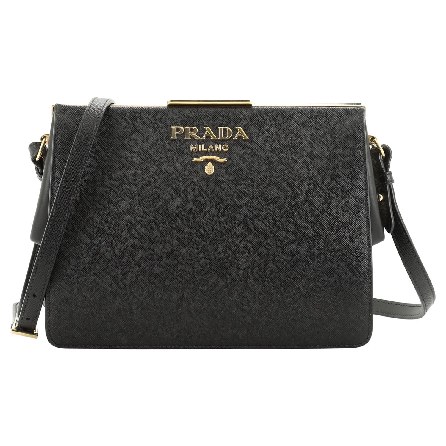 Prada Light Frame Shoulder Bag Saffiano Leather Small