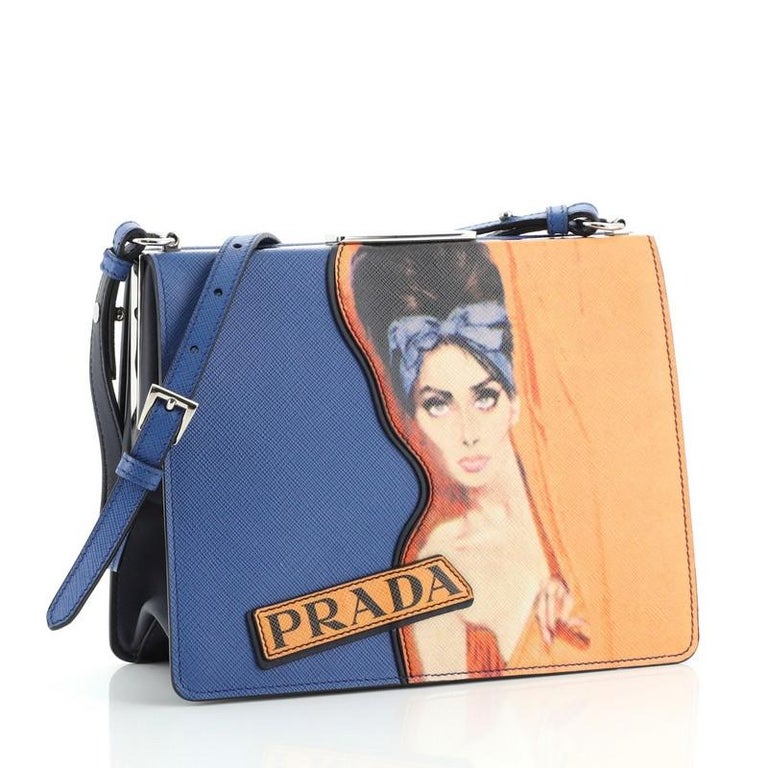 Prada Light Frame Shoulder Bag Saffiano Leather with Applique Small at  1stDibs | prada applique bag, small leather shoulder bag, small shoulder bag
