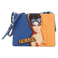 Prada Light Frame Shoulder Bag Saffiano Leather with Applique Small