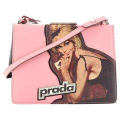 Prada Light Frame Shoulder Bag Saffiano Leather with Applique Small