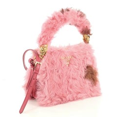 Prada Light Frame Shoulder Bag Shearling with Saffiano Leather Small