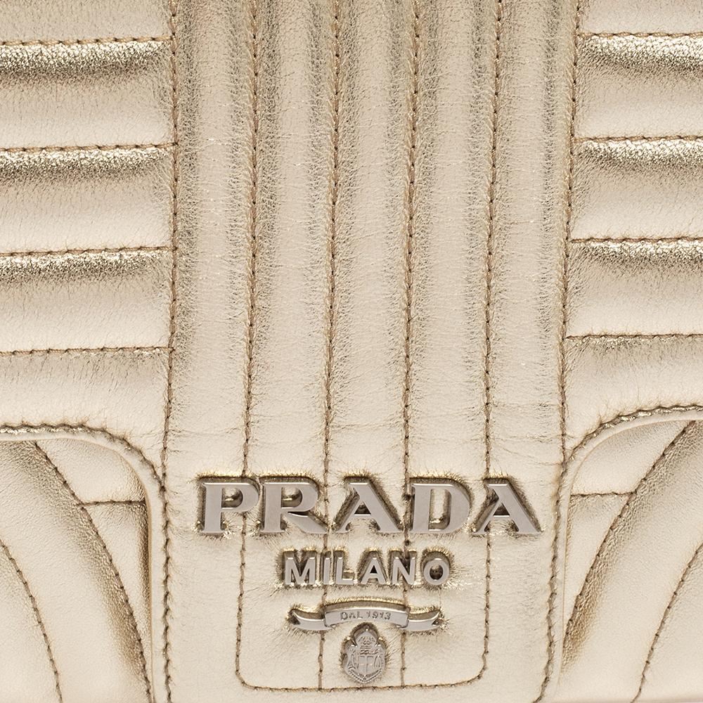 Prada Light Gold Diagramme Leather Medium Shoulder Bag 4