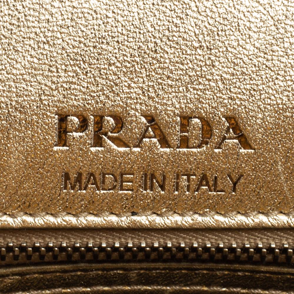 Prada Light Gold Diagramme Leather Medium Shoulder Bag 1