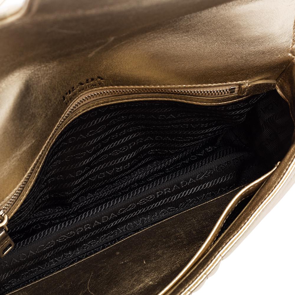 Prada Light Gold Diagramme Leather Medium Shoulder Bag 2