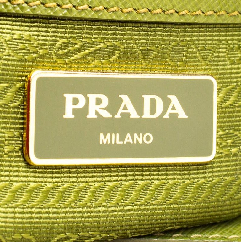 Prada Light Green Saffiano Leather Mini Double Zip Tote For Sale at 1stDibs