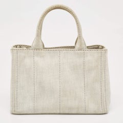 Prada Light Grey/Black Denim Canapa Tote