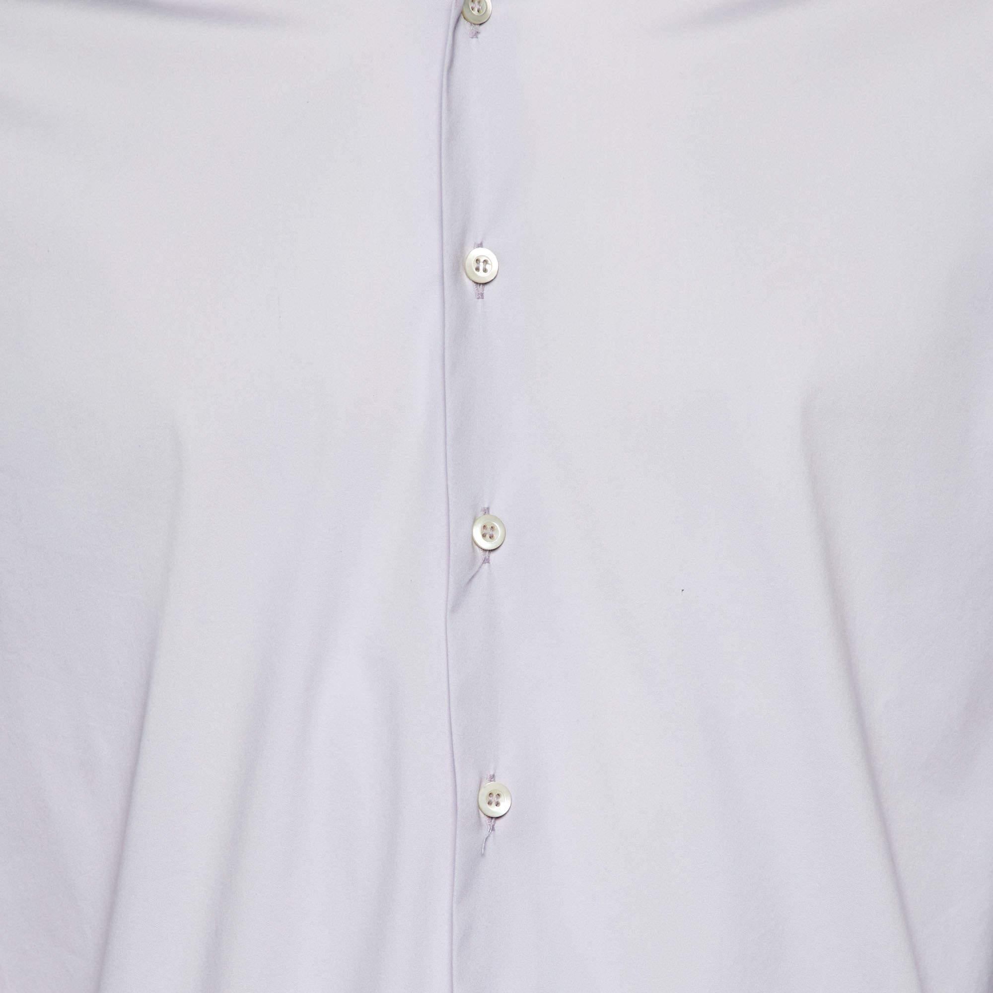 Gray Prada Light Lavender Stretch Cotton Long Sleeve Shirt S