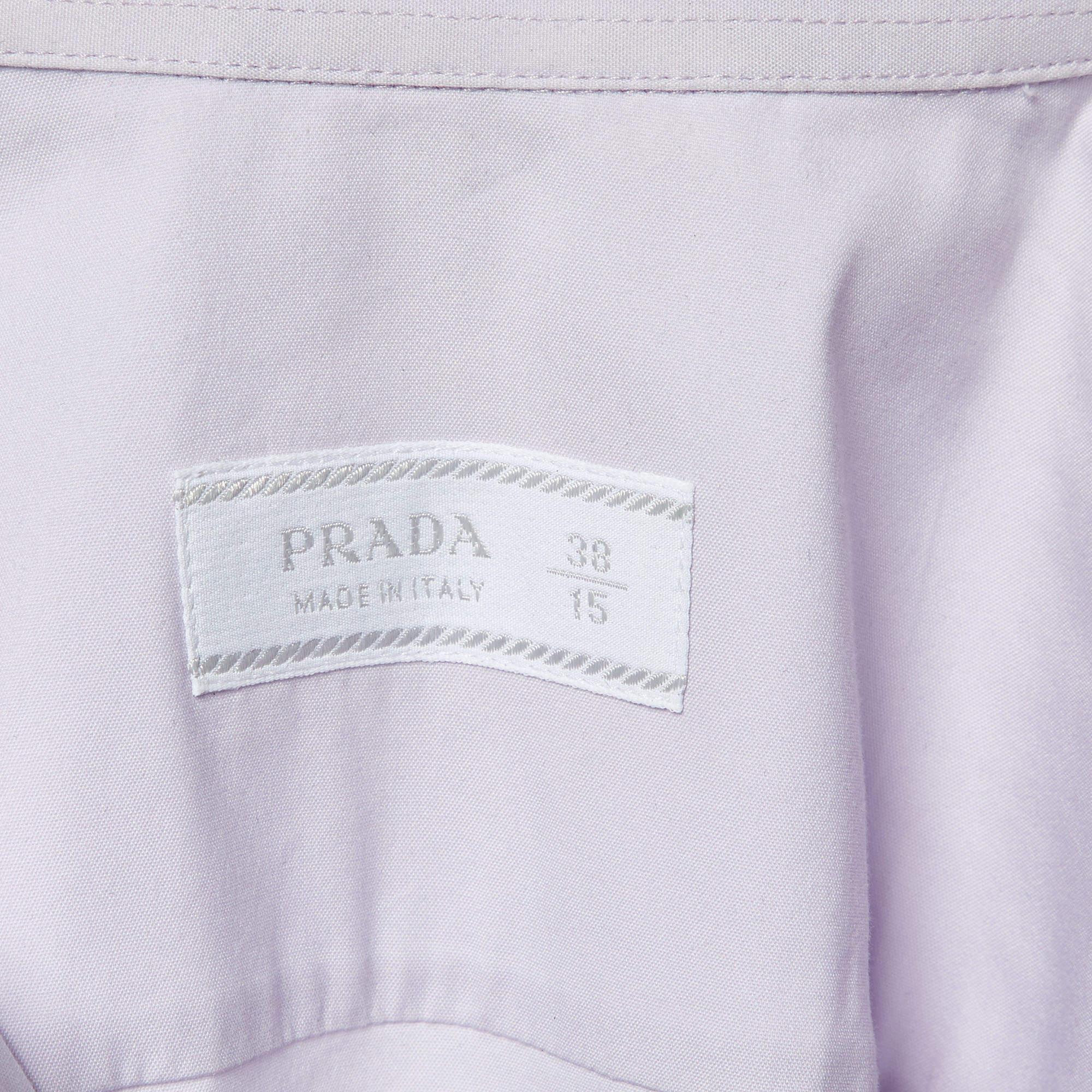 Prada Light Lavender Stretch Cotton Long Sleeve Shirt S In Good Condition In Dubai, Al Qouz 2