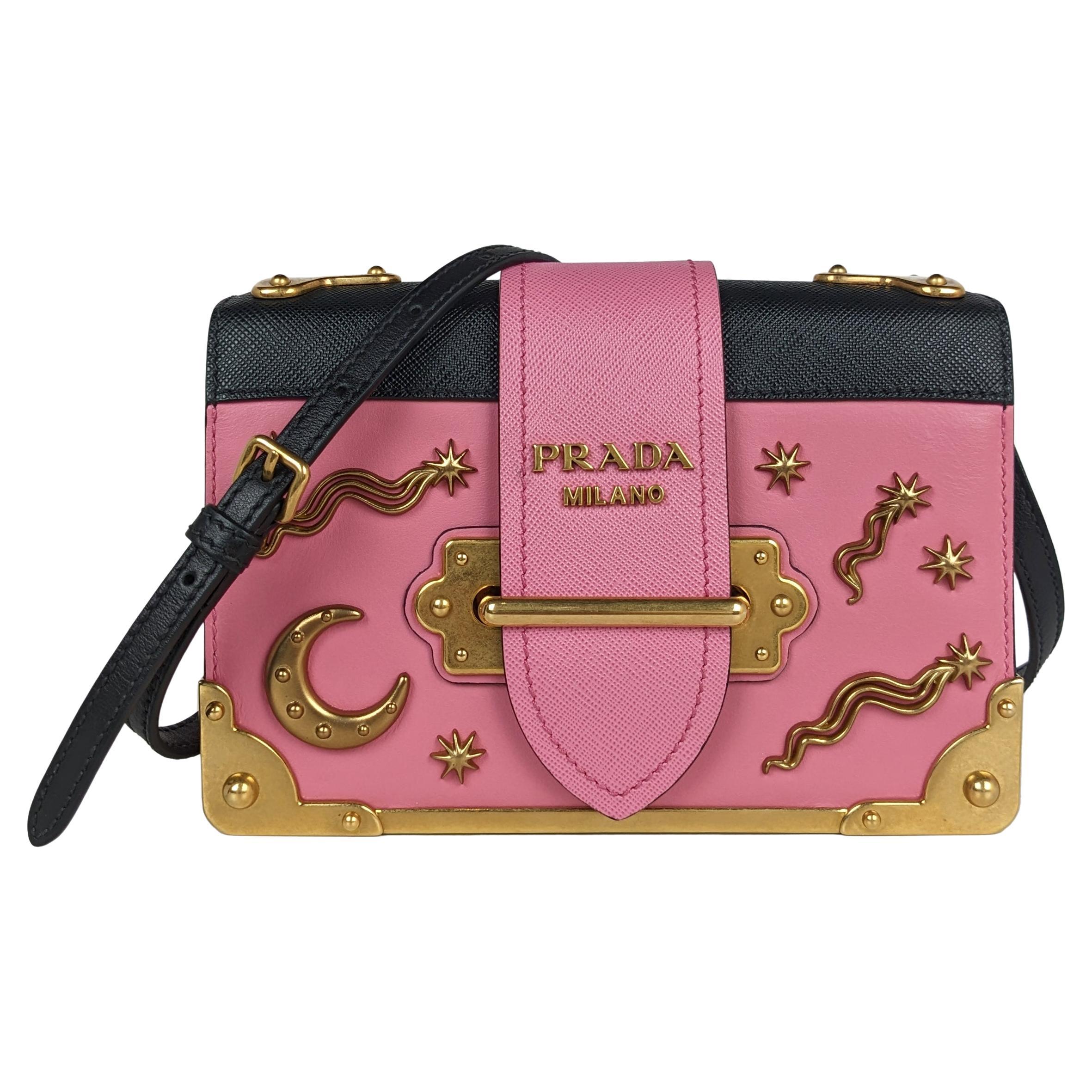 Sac à bandoulière Prada rose clair Astrology Moon Stars en vente