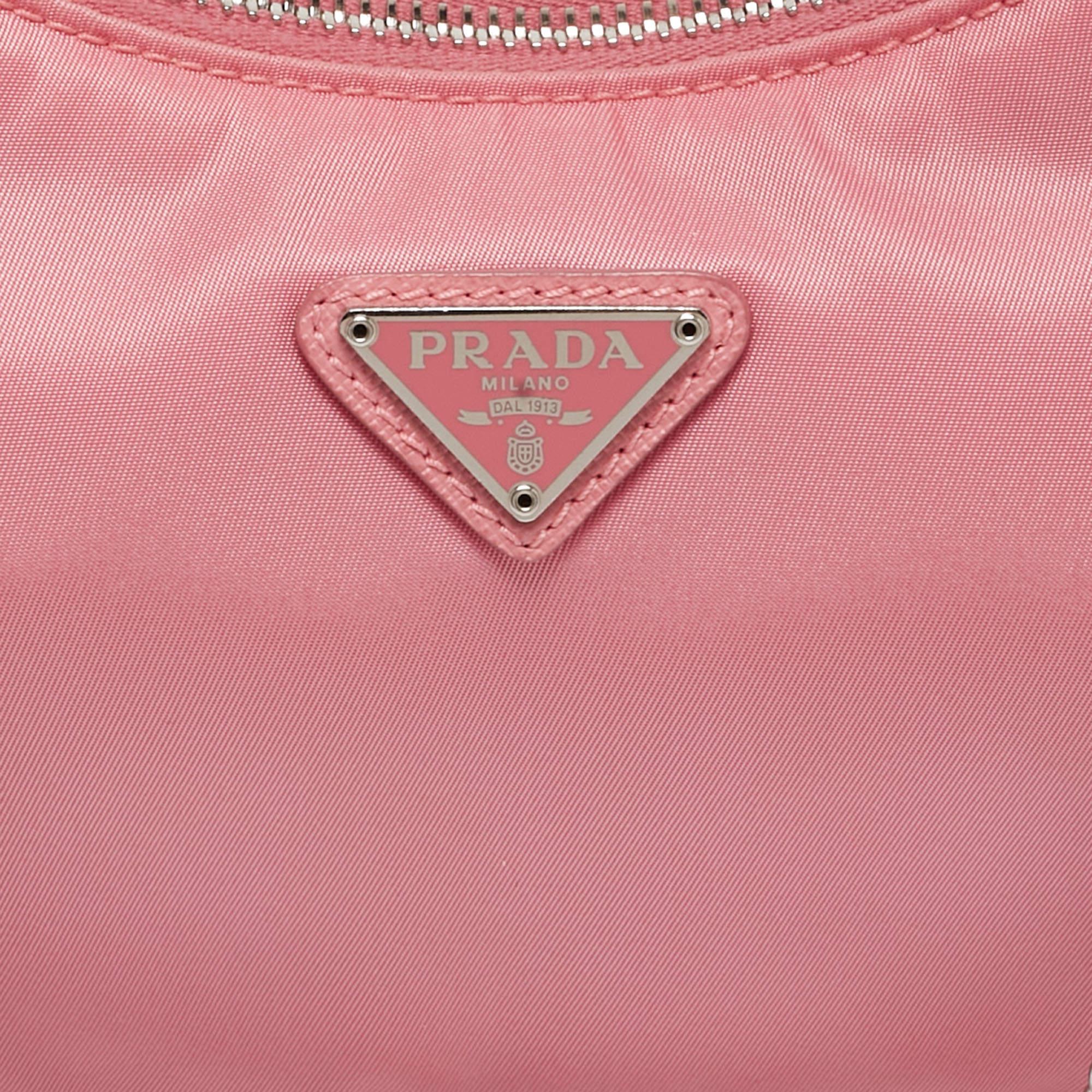 Prada Light Pink Nylon and Leather Re-Edition 2005 Baguette Bag 3