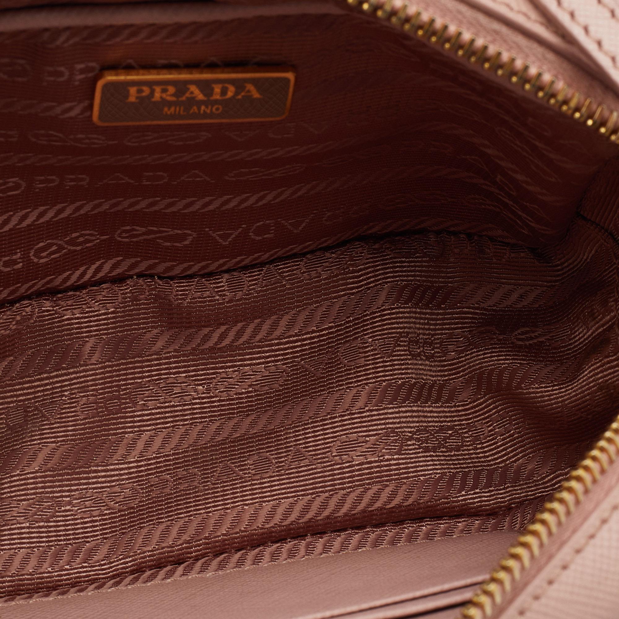 Prada Light Pink Saffiano Leather Mini Camera Crossbody Bag 4