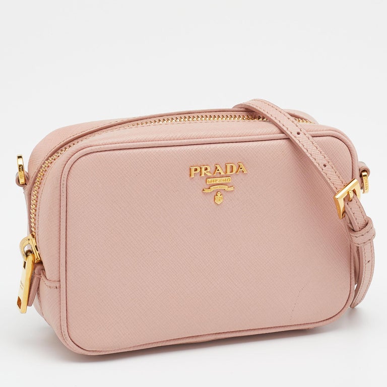Prada Light Pink Saffiano Leather Mini Camera Crossbody Bag at 1stDibs |  prada leather mini shoulder bag, prada camera bag, baby pink crossbody bag