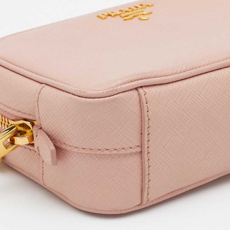 Prada Small Saffiano Leather Camera Crossbody Bag Pink