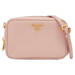 Prada Light Pink Saffiano Leather Mini Camera Crossbody Bag