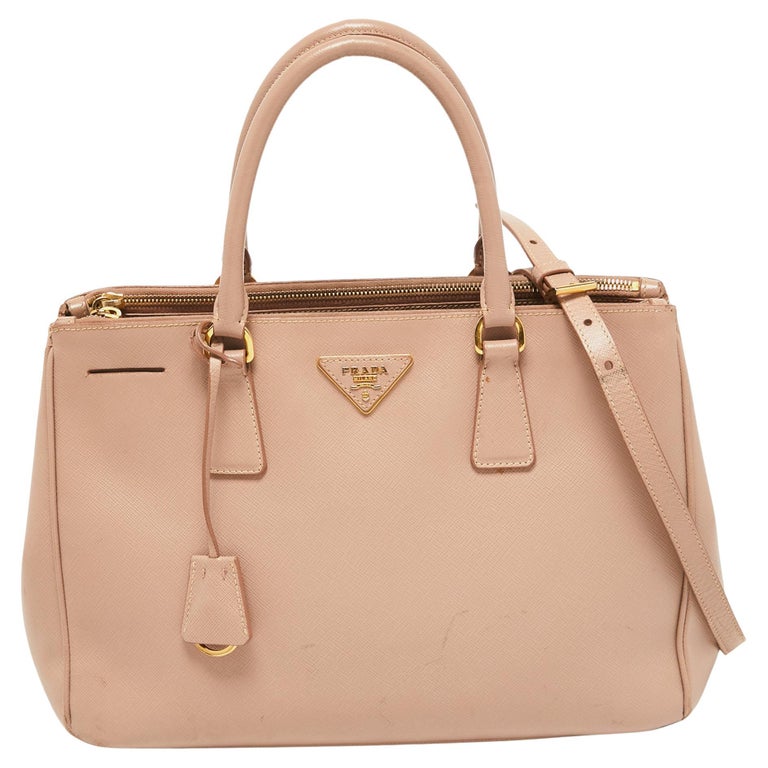 Prada Light Pink Saffiano Lux Leather Medium Double Zip Tote For