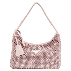 Sac Baguette Prada Rose Lights Satin Crystals Re-Edition 2000