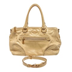 Prada Light Yellow Beige Leather Shoulder Bag