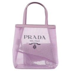 Petit sac à main Lily en nylon maille et paillettes Prada Lilas