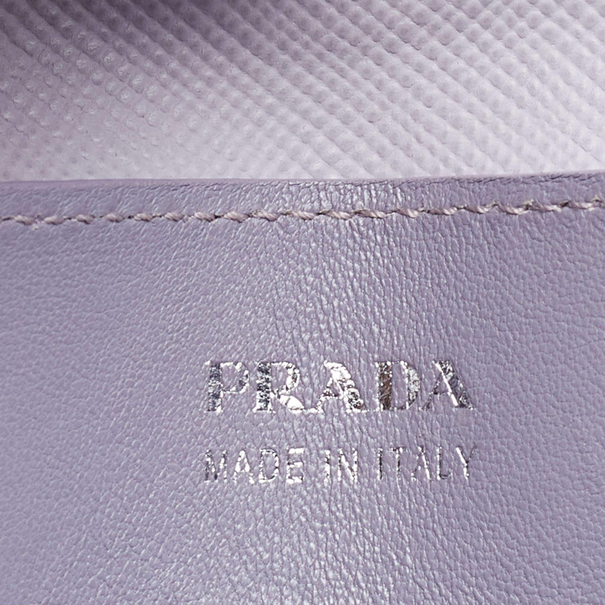 Prada Lilac Saffiano Cuir Leather Covered Strap Tote 1