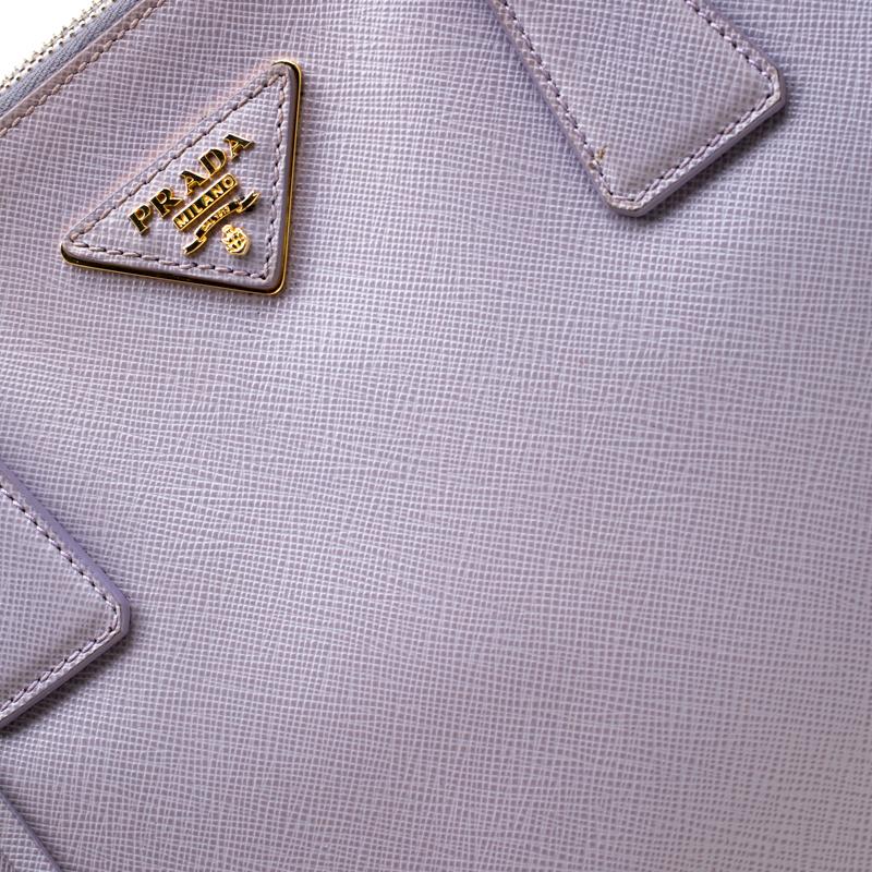 Women's Prada Lilac Saffiano Lux Leather Large Double Zip Tote