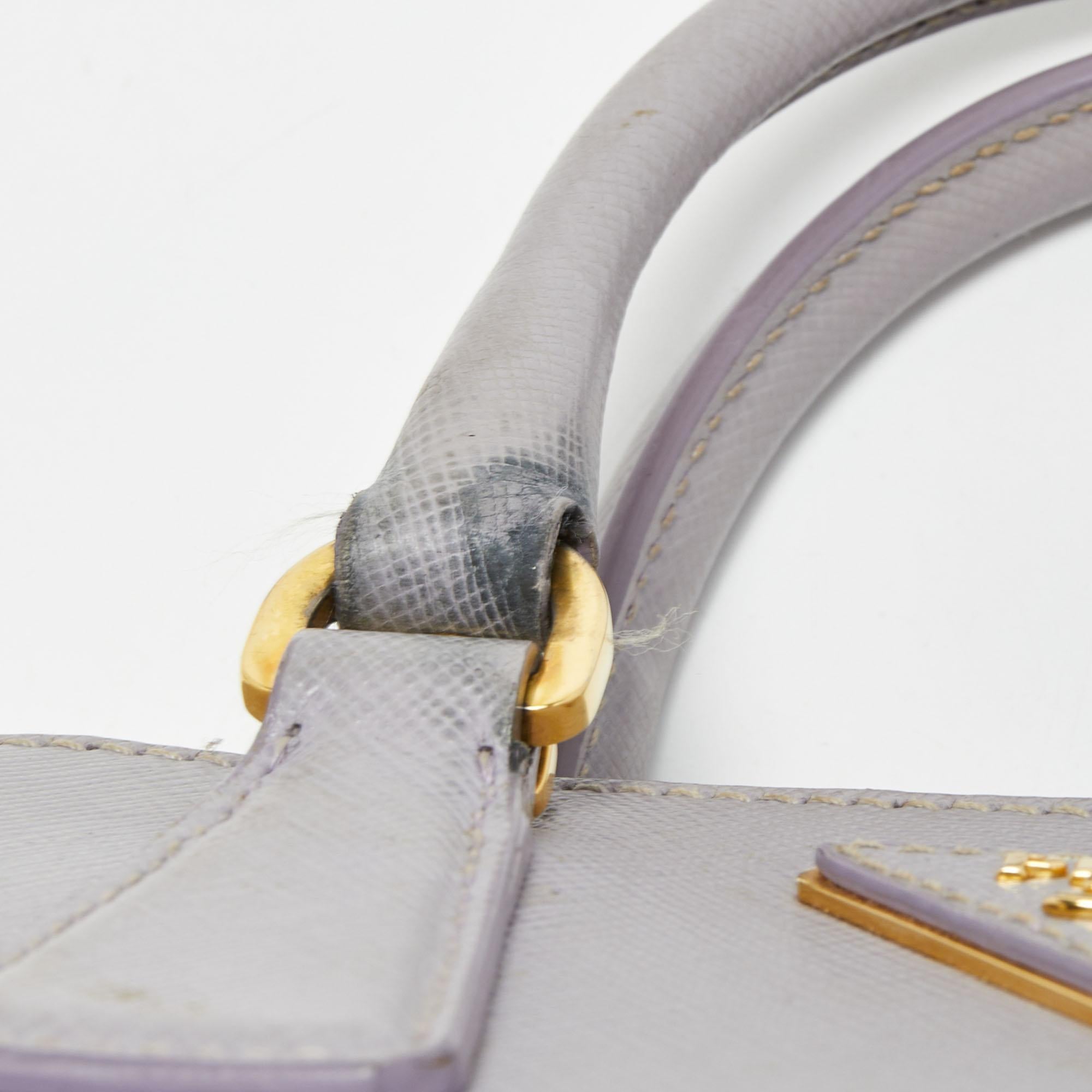 Prada Lilac Saffiano Lux Leather Small Promenade Satchel 7