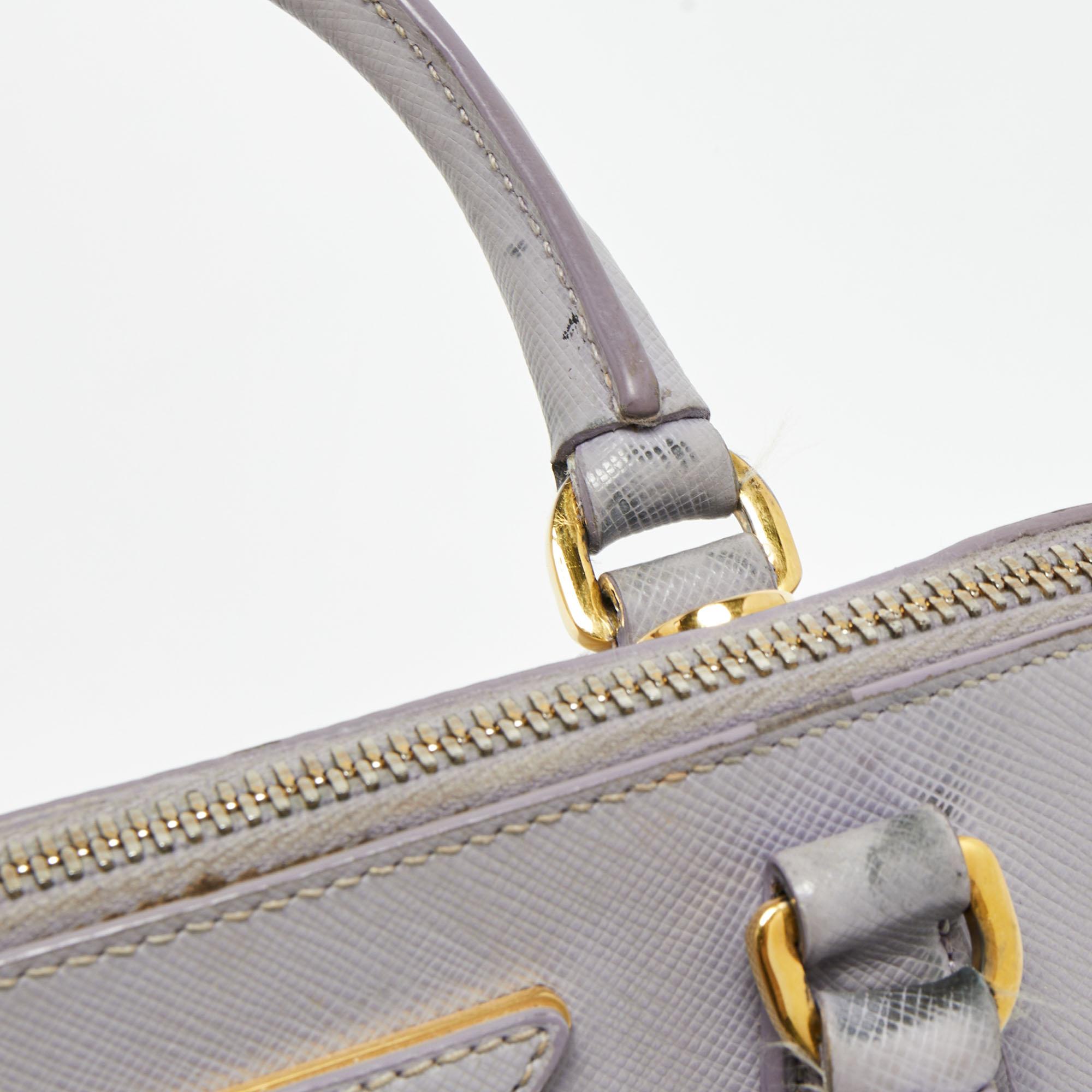 Prada Lilac Saffiano Lux Leather Small Promenade Satchel 5