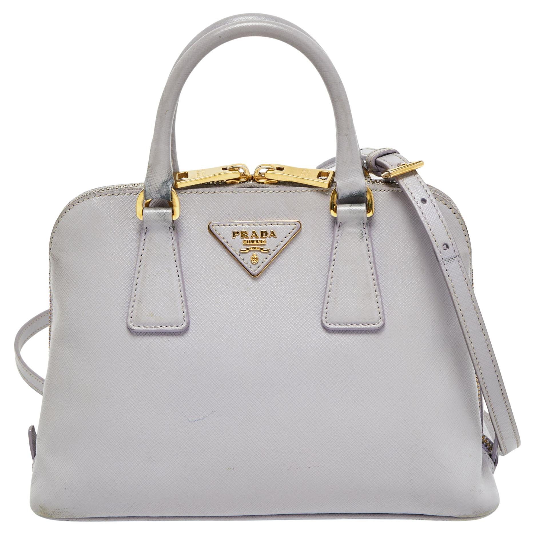 Prada Lilac Saffiano Lux Leather Small Promenade Satchel