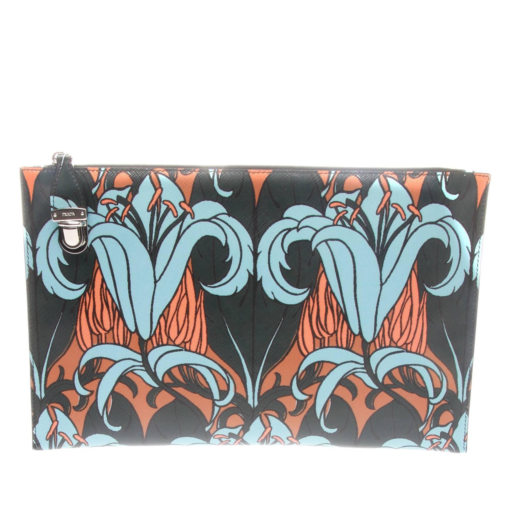 Prada Lily Print Pouch Document Holder  For Sale