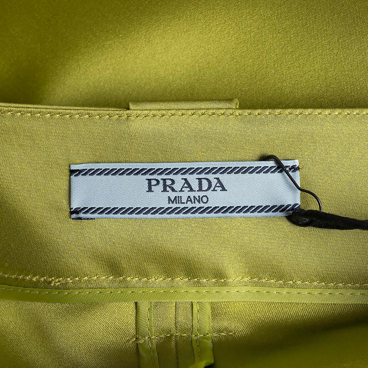 PRADA lime green silk 2019 BOW SATIN WRAP Skirt 38 XS For Sale 3