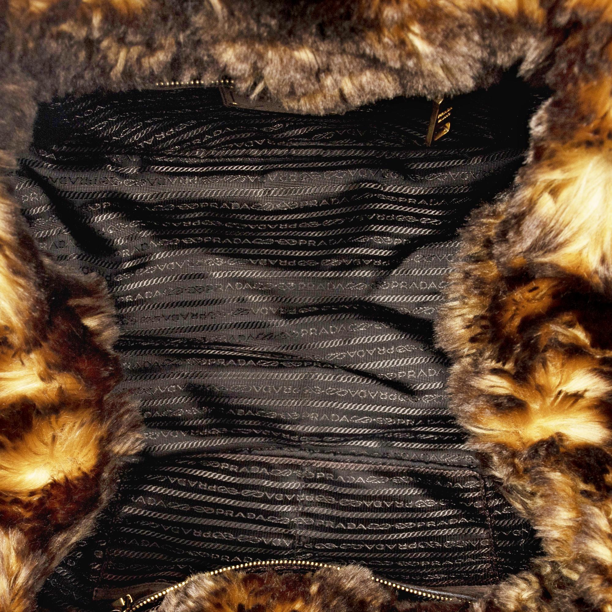 Prada Limited Edition Large Denim Fur Canapa Tote For Sale 1