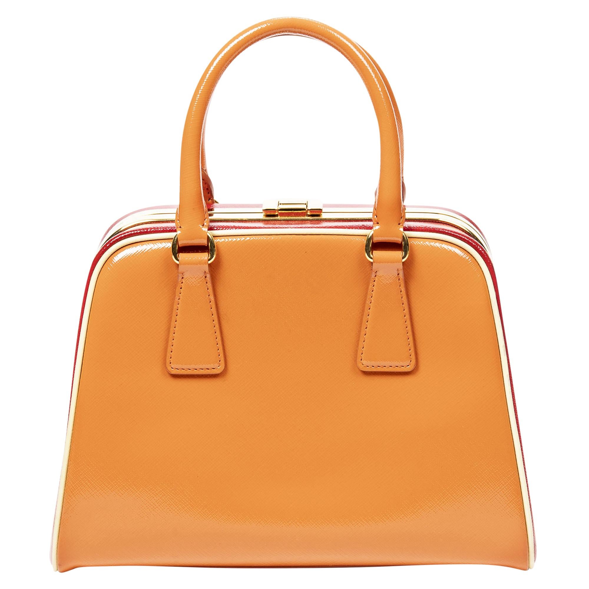 Prada Limited Edition Orange Frame Bag In Excellent Condition For Sale In Atlanta, GA