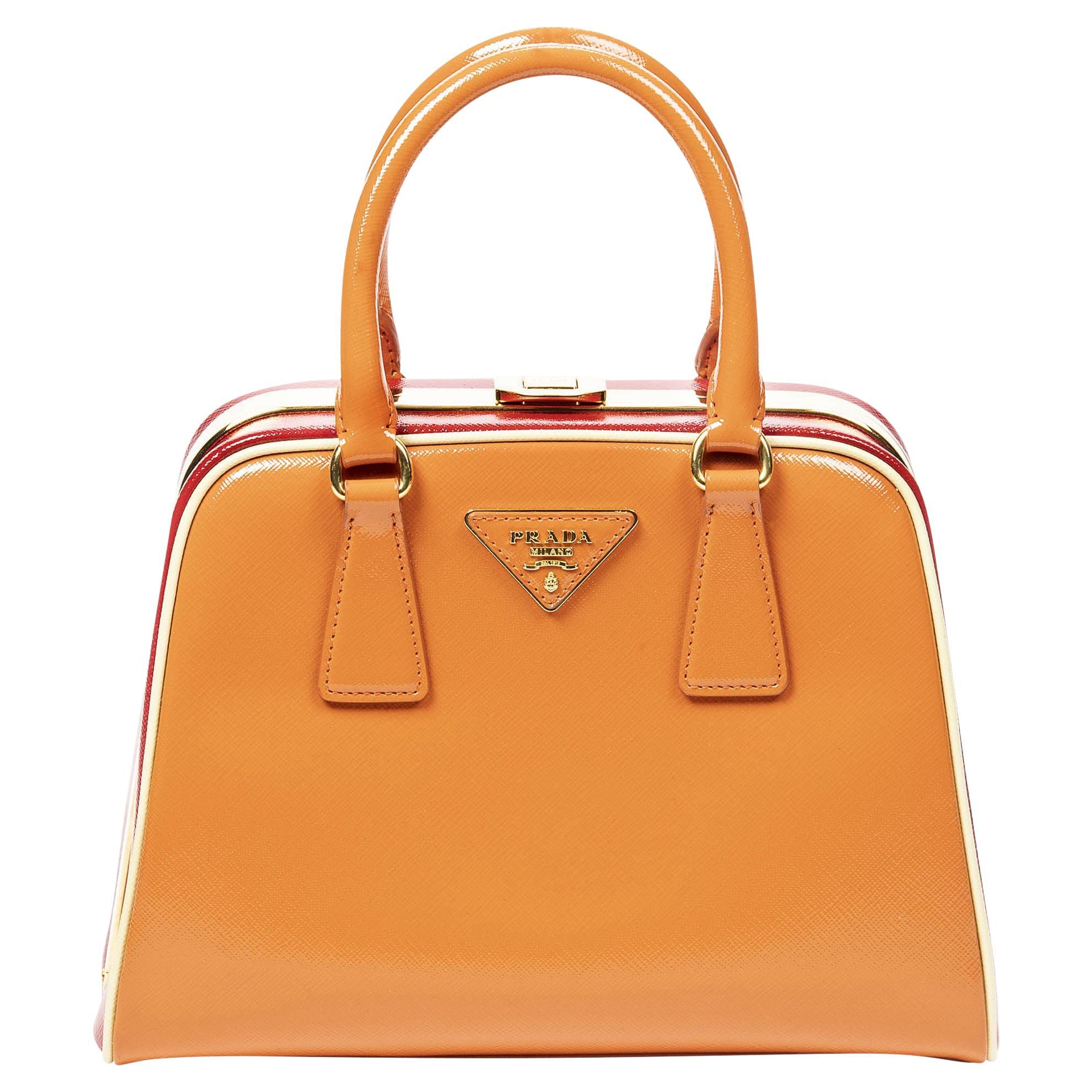 Prada Limited Edition Orange Frame Bag For Sale