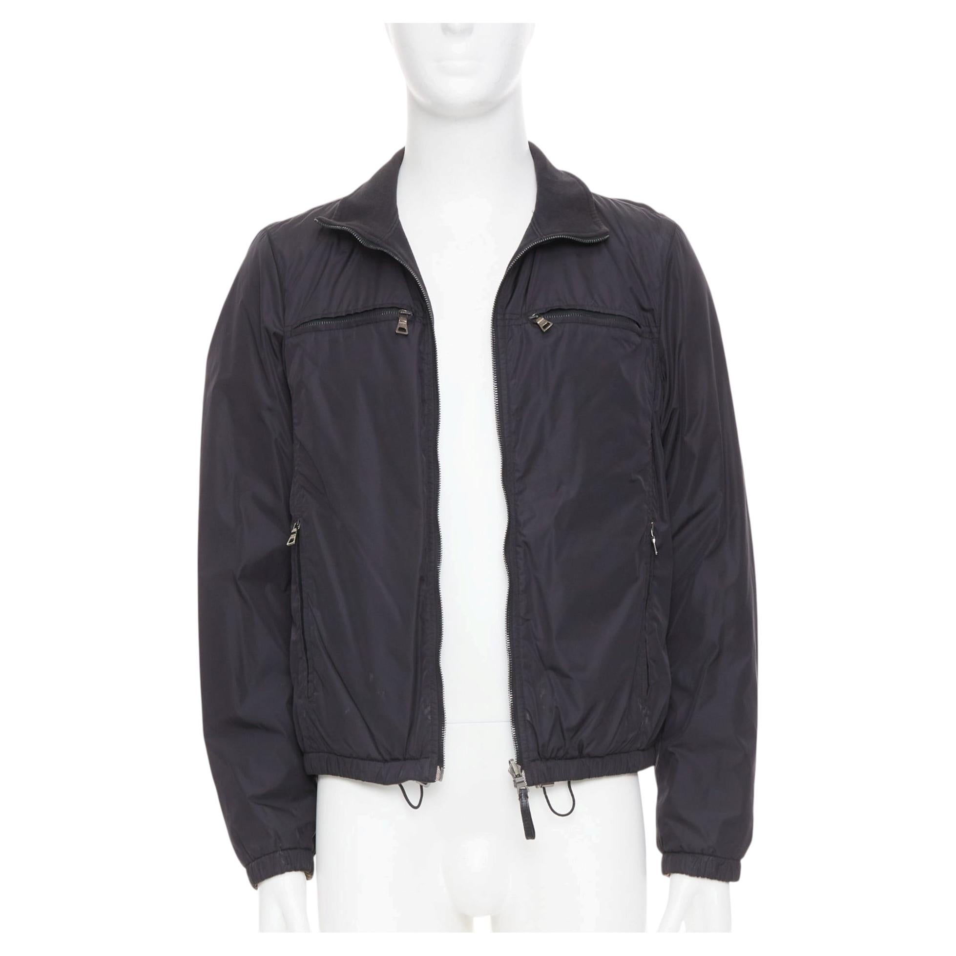 Pre-owned Miuccia Prada Prada Linea Rossa 2006 Reversible Zip Up Tech Nylon Bomber Jacket Outerwear It48 In Black