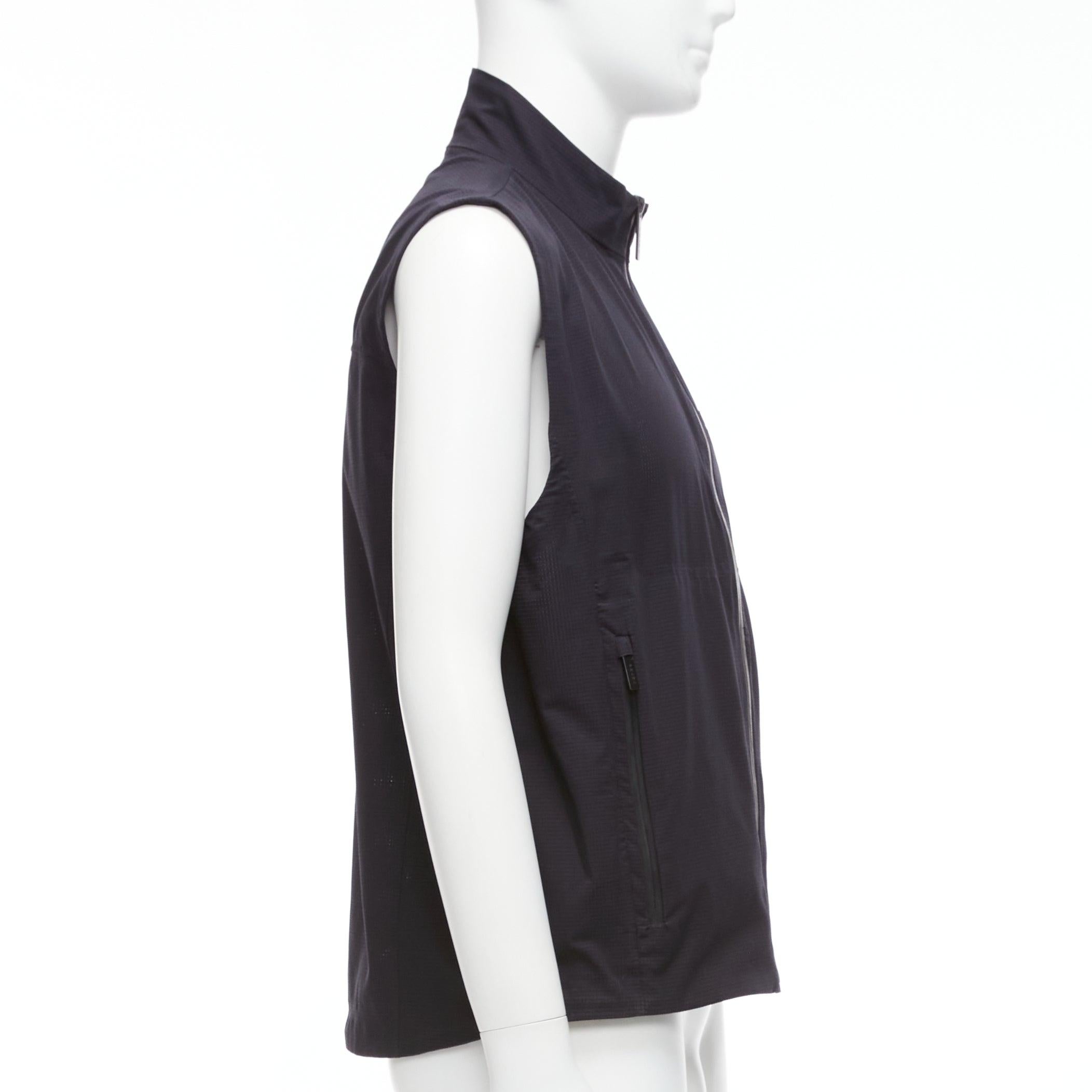 Men's PRADA Linea Rossa 2019 red sports logo navy waffle technical zip up vest M