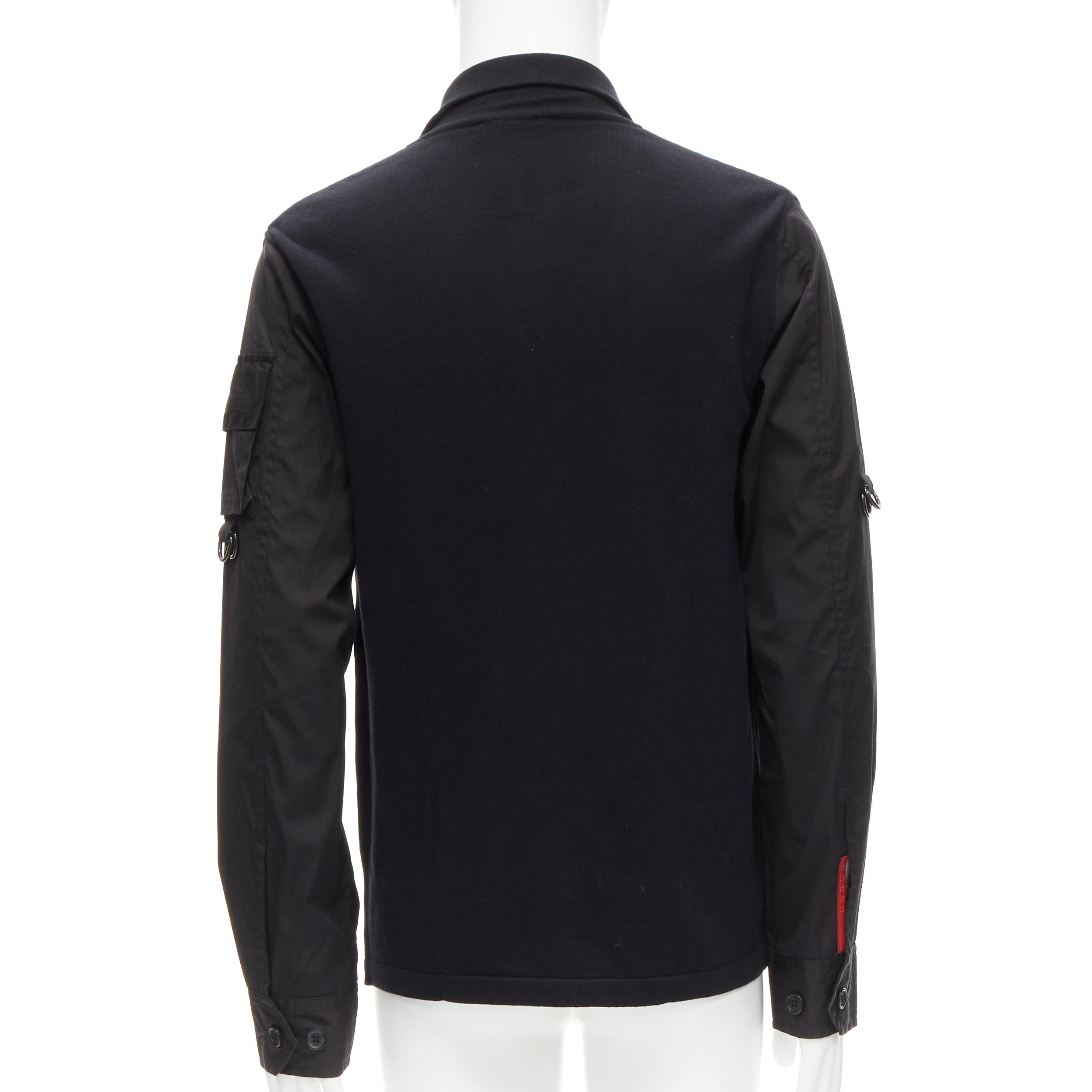 Uomo PRADA LINEA ROSSA - Tasca utility in cotone nero con zip  giacca IT50 L in vendita