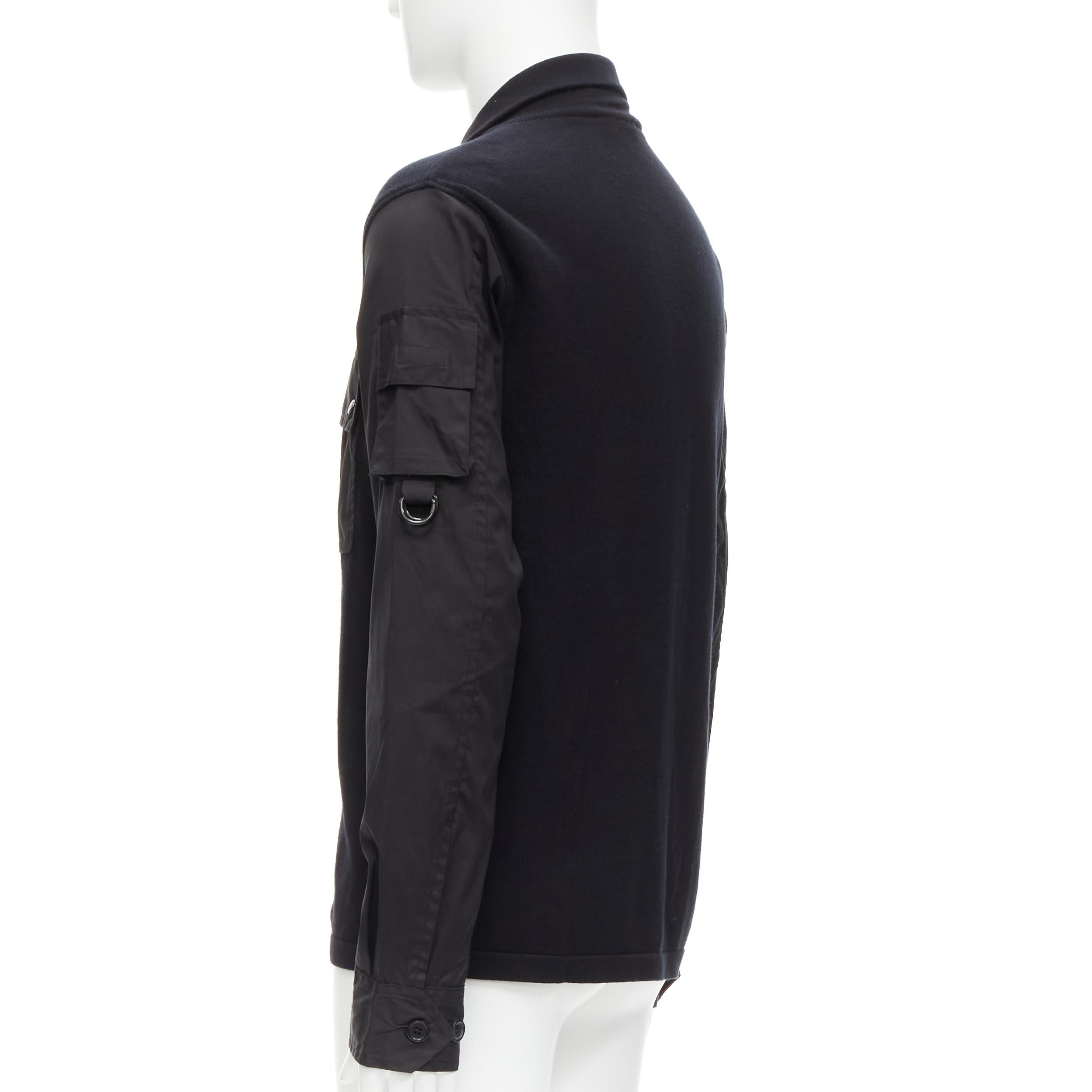 PRADA LINEA ROSSA black cotton utility pocket zip up  jacket IT50 L For Sale 1
