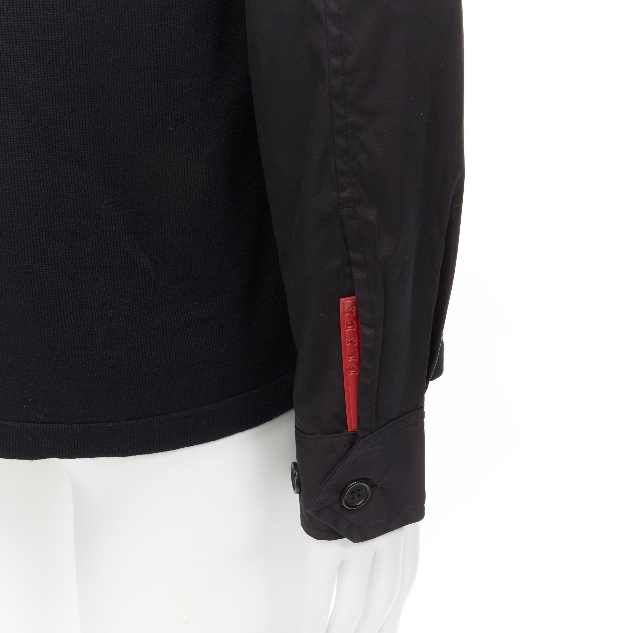PRADA LINEA ROSSA - Tasca utility in cotone nero con zip  giacca IT50 L in vendita 3