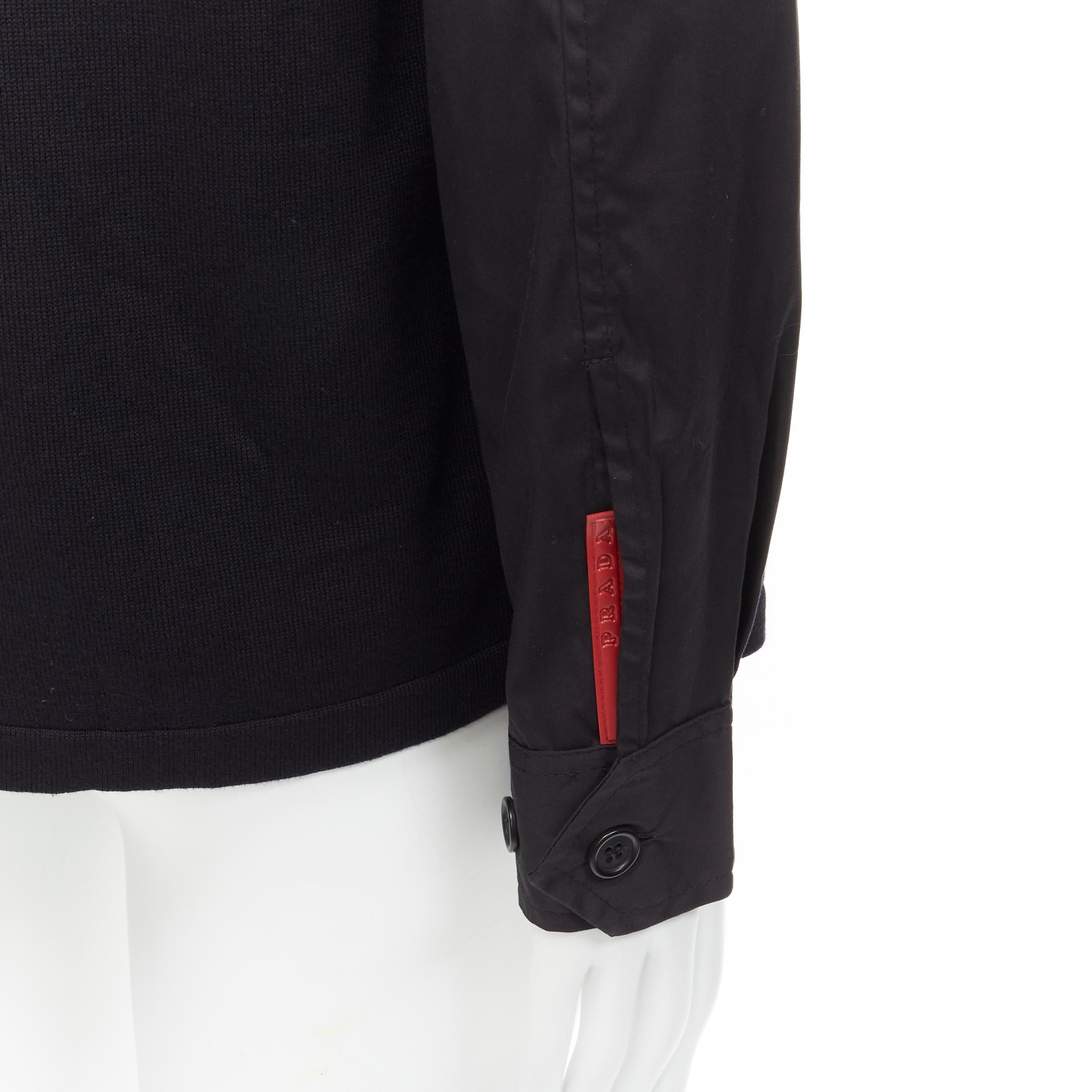 PRADA LINEA ROSSA black cotton utility pocket zip up  jacket IT50 L For Sale 3