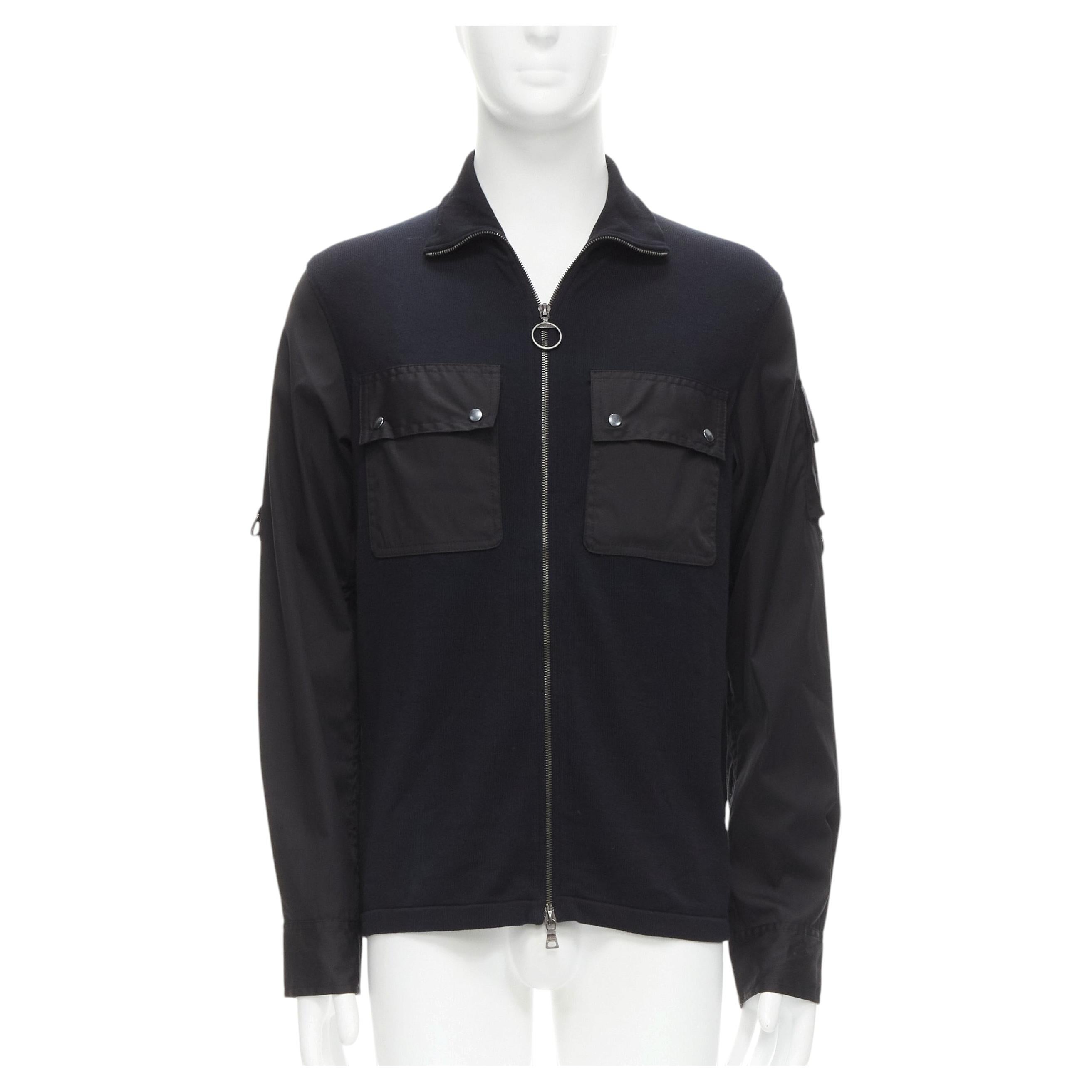 Pre-owned Miuccia Prada Prada Linea Rossa Black Cotton Utility Pocket Zip Up Jacket It50 L